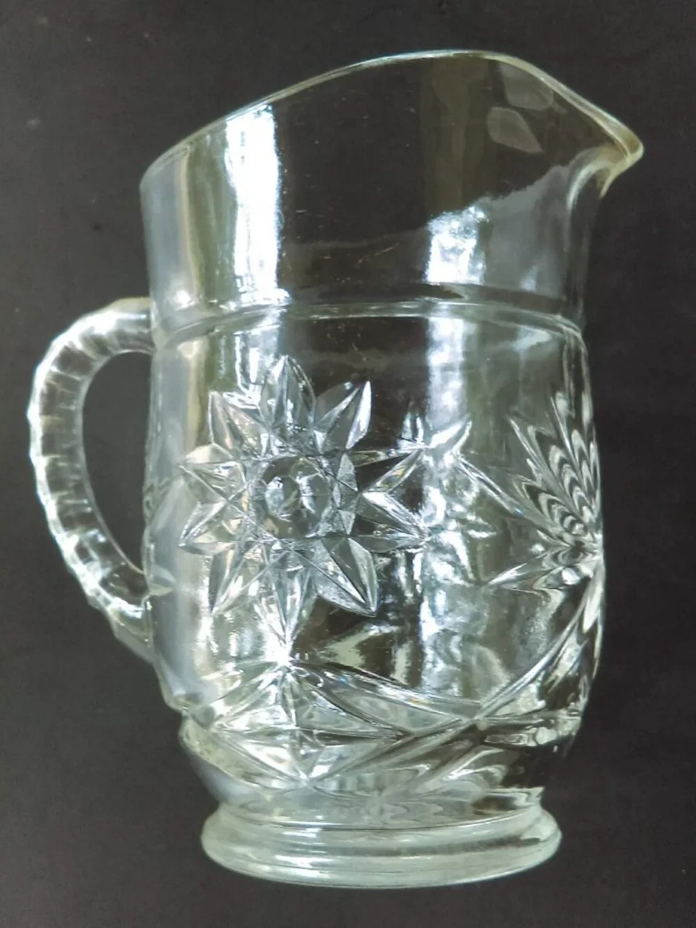 Anchor Hocking Pint Pitcher Star Of David 1960's Clear Glass Starburst Vintage
